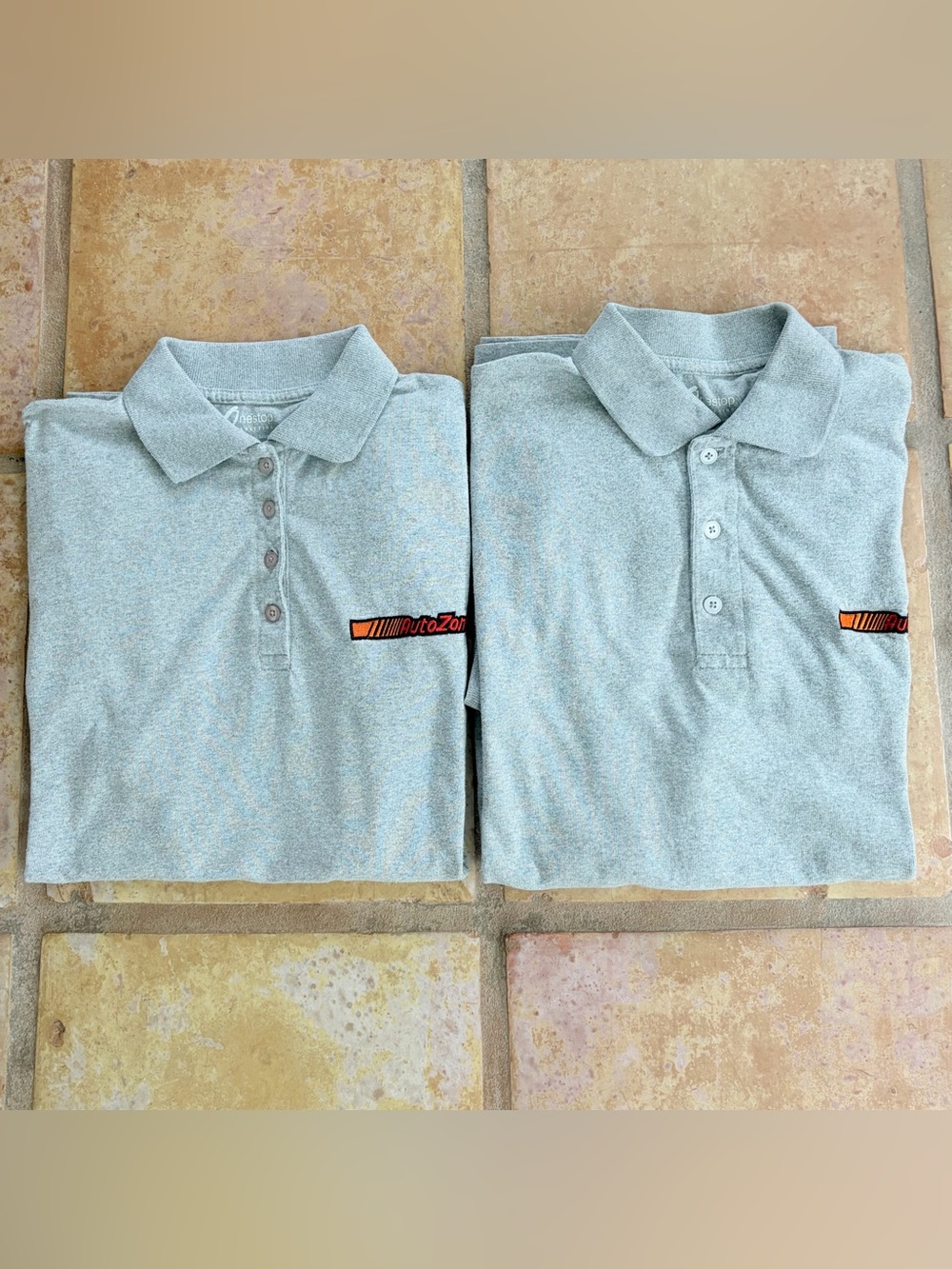 AutoZone Polo Shirt Men’s L Gray Short Sleeve Employee Uniform Work Wear Lot / 2